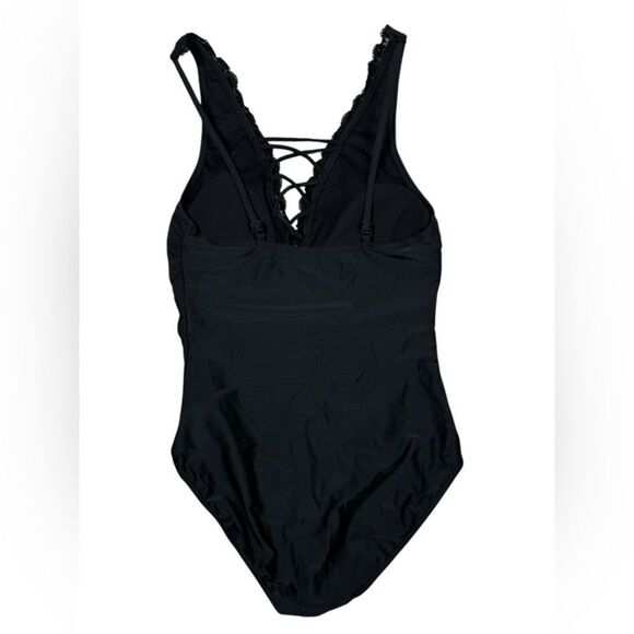 Seekers Australia Black Sexy V Plunge Neckline Lace One Piece Swimsuit - Picture 4 of 6